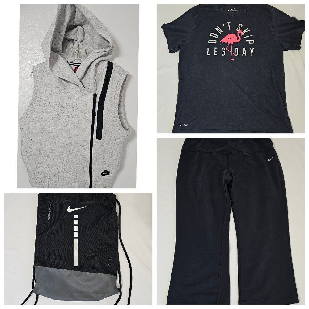 Nike Women’s Bundle Lot Size Medium Dri-Fit Tee Vest Crop Pants Elite Bag